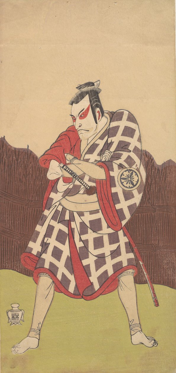 Näyttelijä Matsumoto Koshiro 3. miehenä, joka seisoo kädet ristissä..., 1700-luvun loppu. tekijältä Shunsho