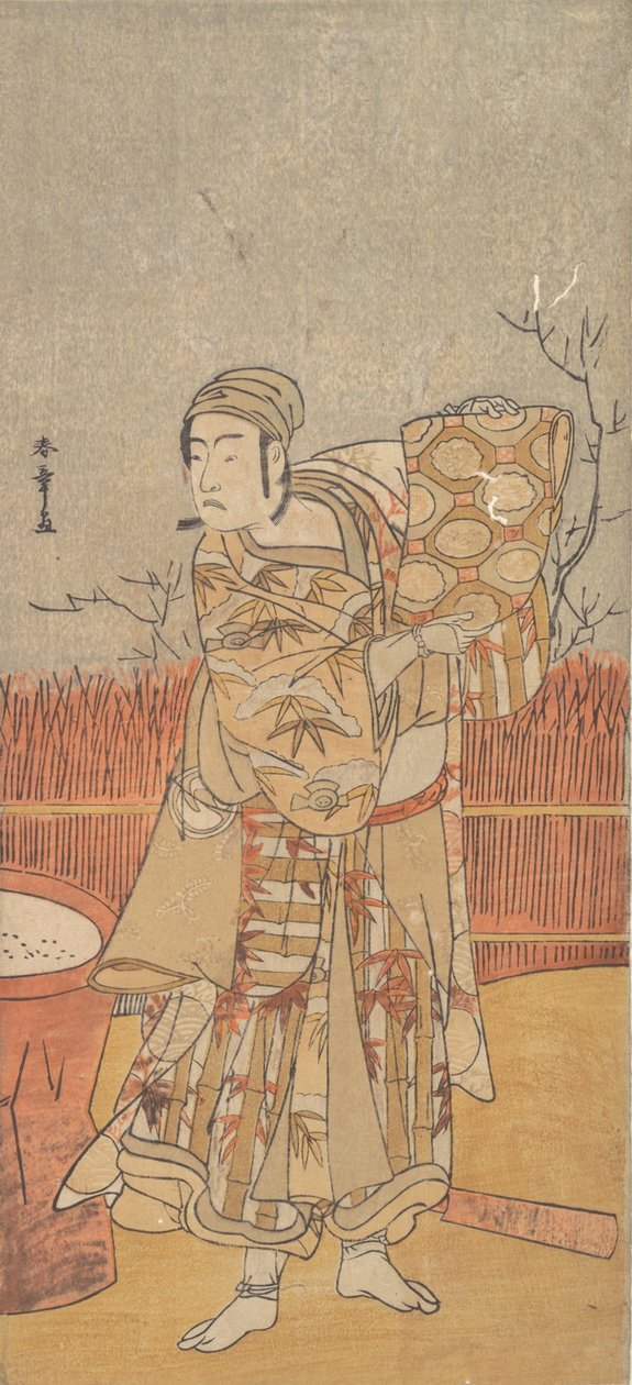 Näyttelijä Sawamura Sojuro III pitelee Brocadea, 1700-luvun loppu. tekijältä Shunsho