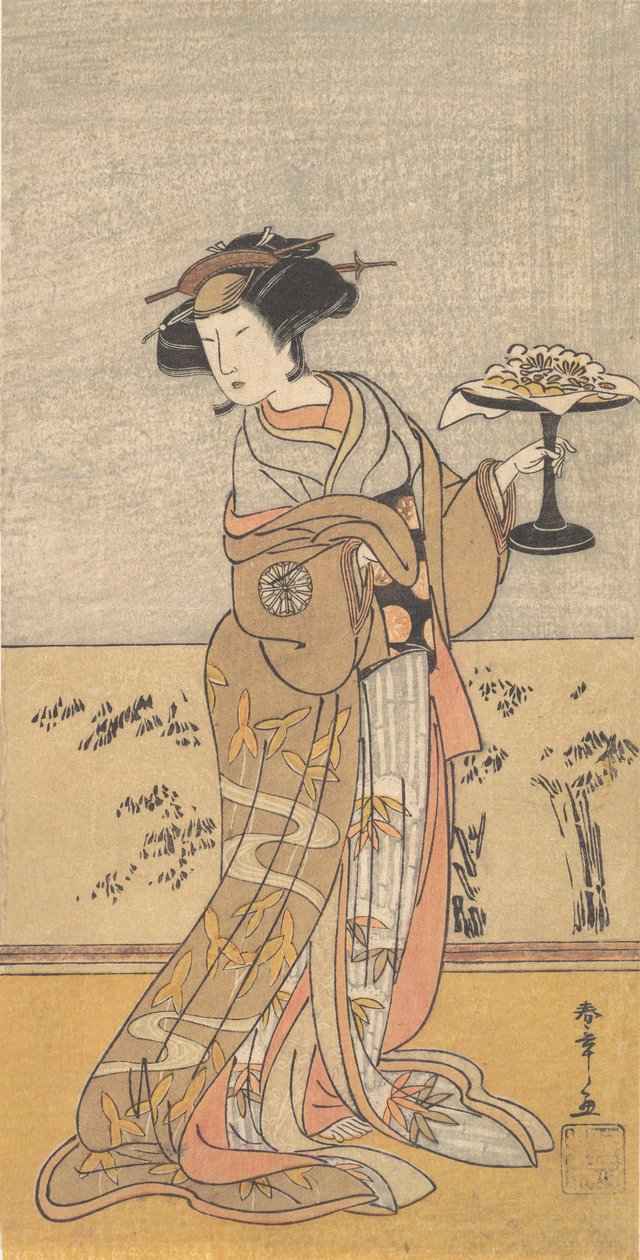 Ensimmäinen Nakamura Tomijuro Shigenoin roolissa, 10. kuukausi, 1777. tekijältä Shunsho