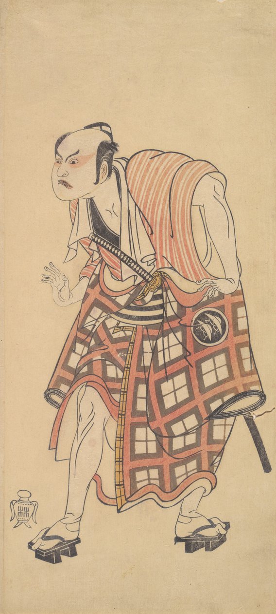 Toinen Nakajima Mihoemon miehenä seisovana pää käännettynä eteenpäin, 1768 tai 1769. tekijältä Shunsho