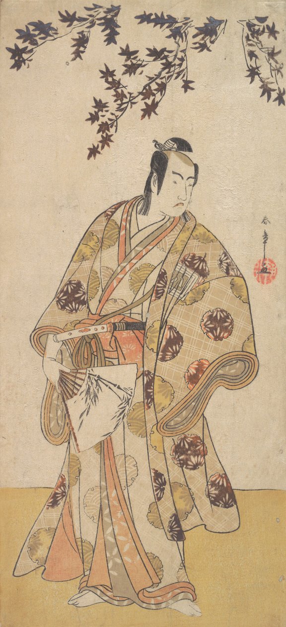 Kolmas Ichikawa Yaozo vaahteran alla seisovana Daimyona, n. 1783. tekijältä Shunsho