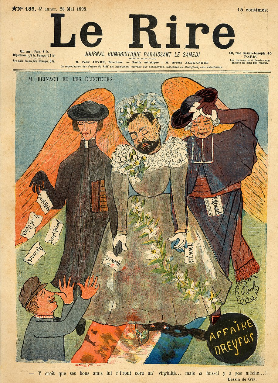 Karikatyyri Joseph Reinachista, Le Riren etukannessa, 28. toukokuuta 1898 (värilitho) tekijältä Sibylle Gabrielle de Riquetti de Mirabeau