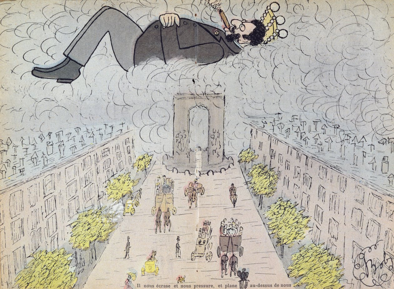Taiteilijan antisemitistinen karikatyyri "Ohe, Les Dirigeants", 1896 tekijältä Sibylle Gabrielle de Riquetti de Mirabeau