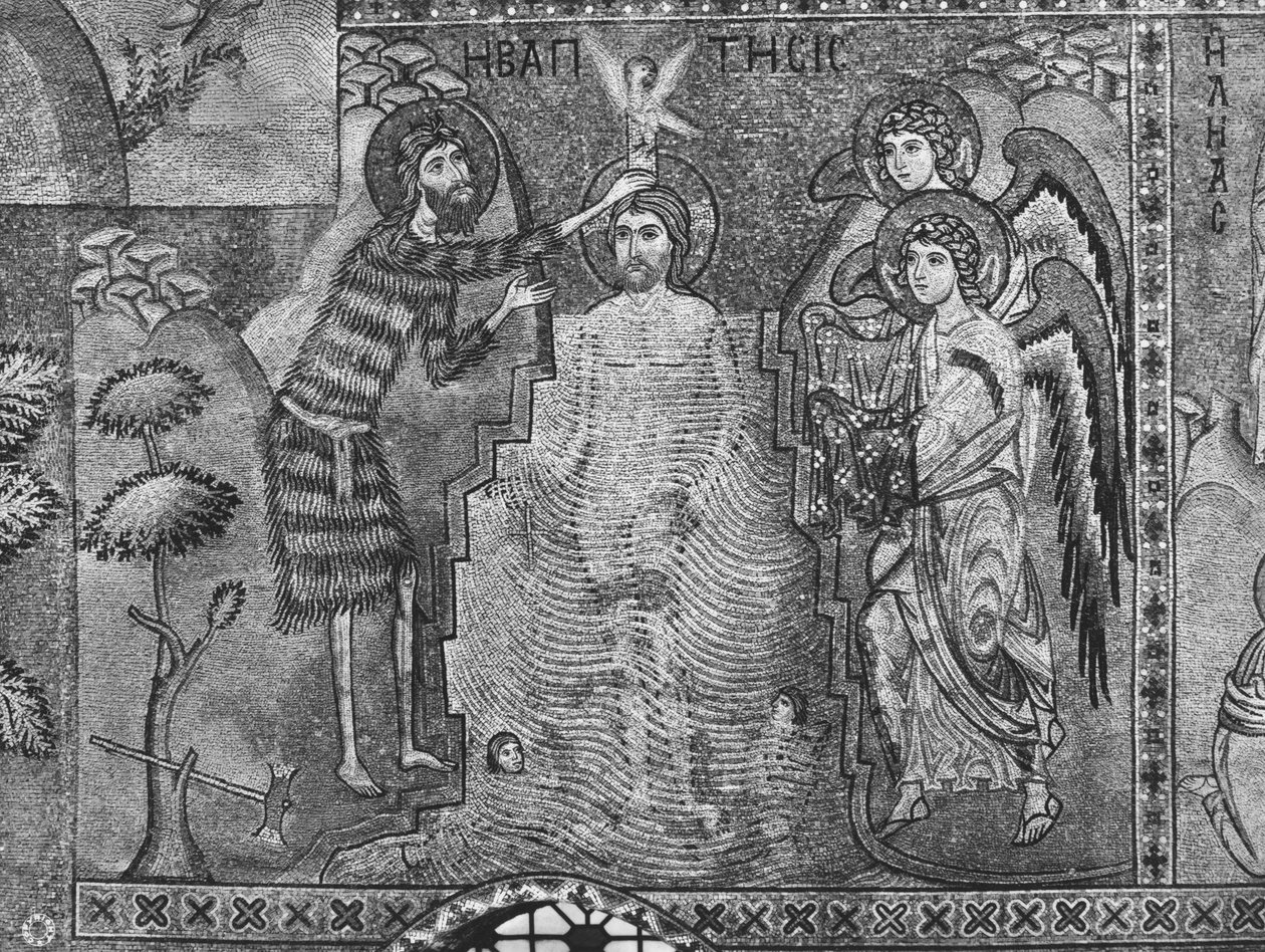 Pyhän Johannes Kastajan Kristuksen kaste (mosaiikki) tekijältä Sicilian School