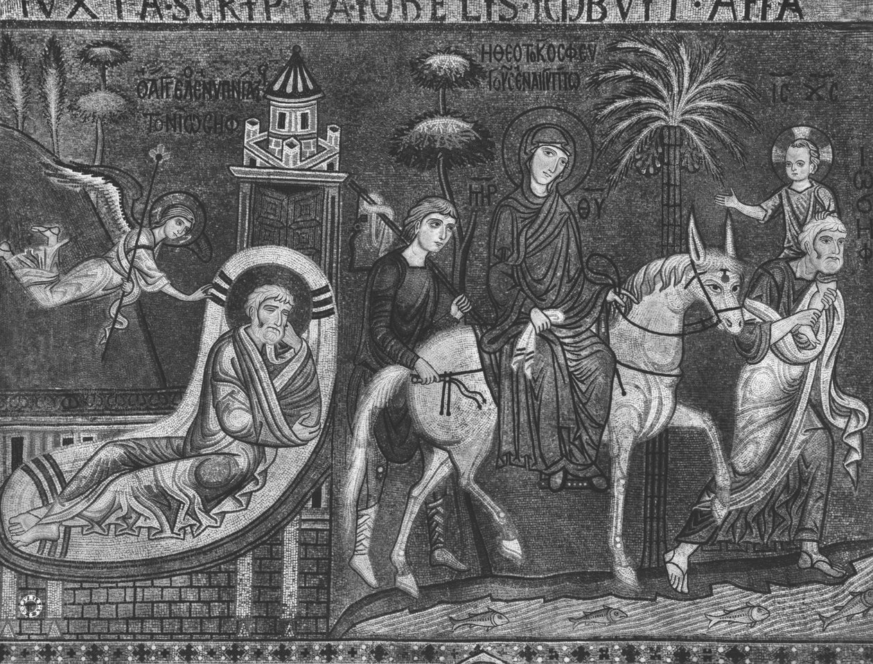 Unelma Joosefista ja lento Egyptiin (mosaiikki) tekijältä Sicilian School