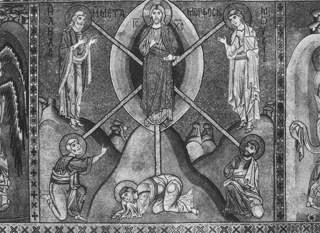 Jeesus Kristus Tabor-vuorella (mosaiikki) tekijältä Sicilian School