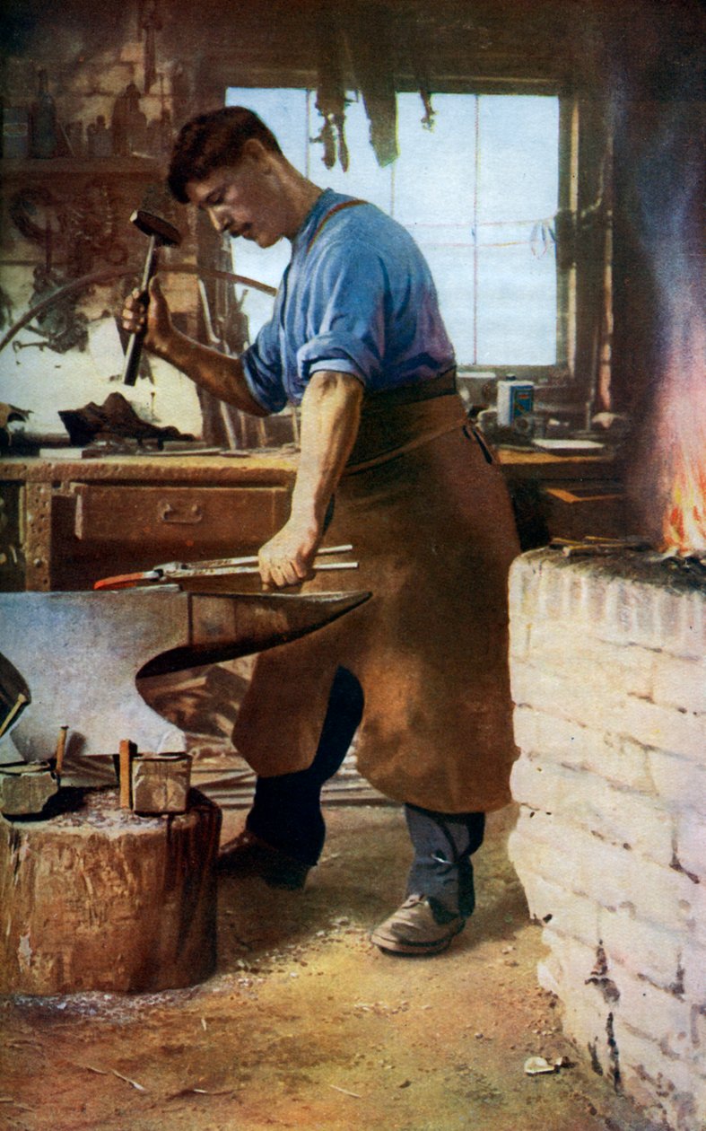 Seppä työssä, Englanti, vuodelta 1922 tekijältä Sidney H Nicholls