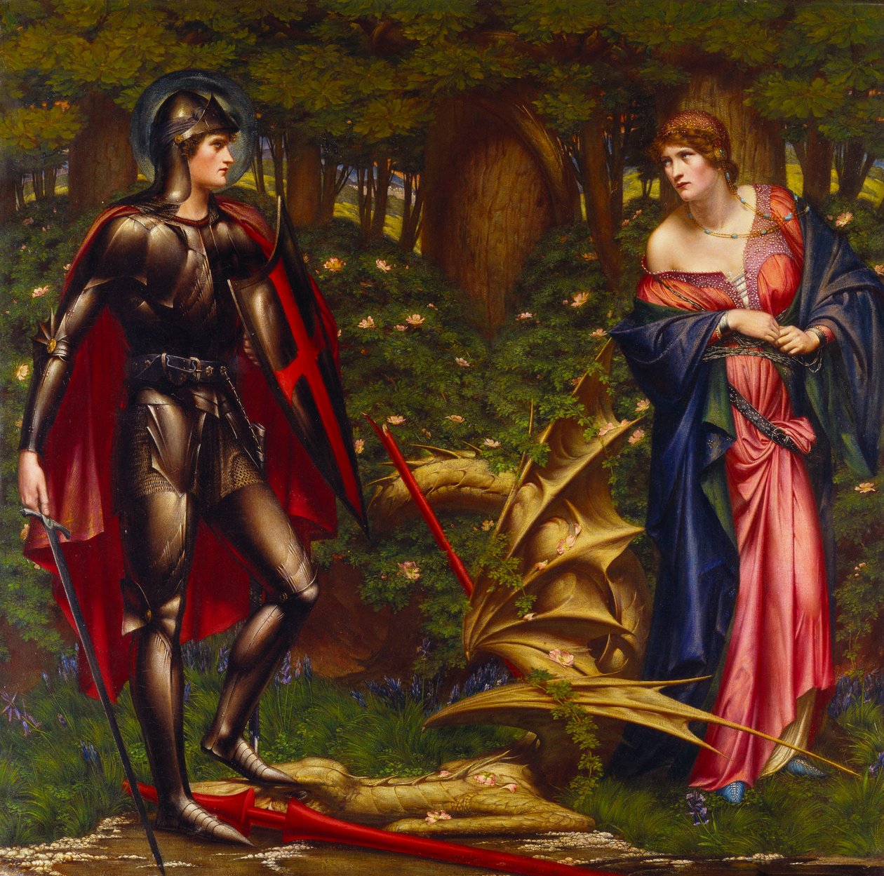 St. George and the Dragon (öljy kankaalle) tekijältä Sidney Meteyard