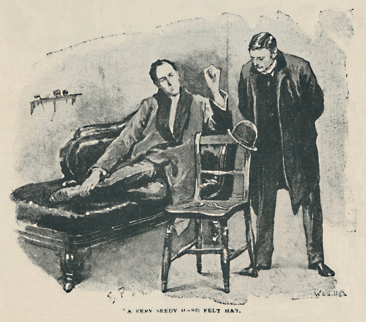Erittäin huonokuntoinen kovahuopahattu, 1892 tekijältä Sidney Paget