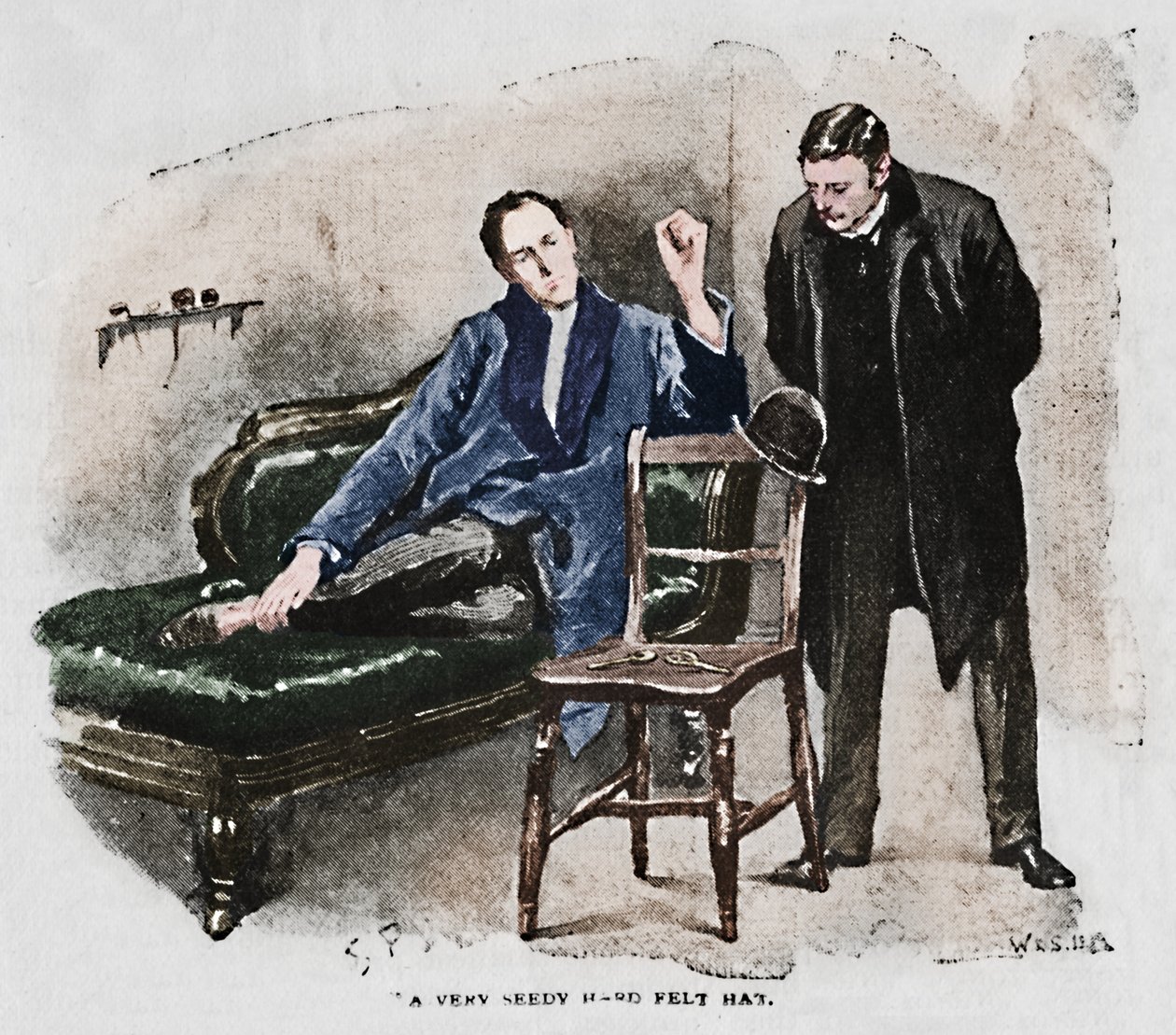 Erittäin huonokuntoinen kovahuopahattu, 1892 tekijältä Sidney Paget