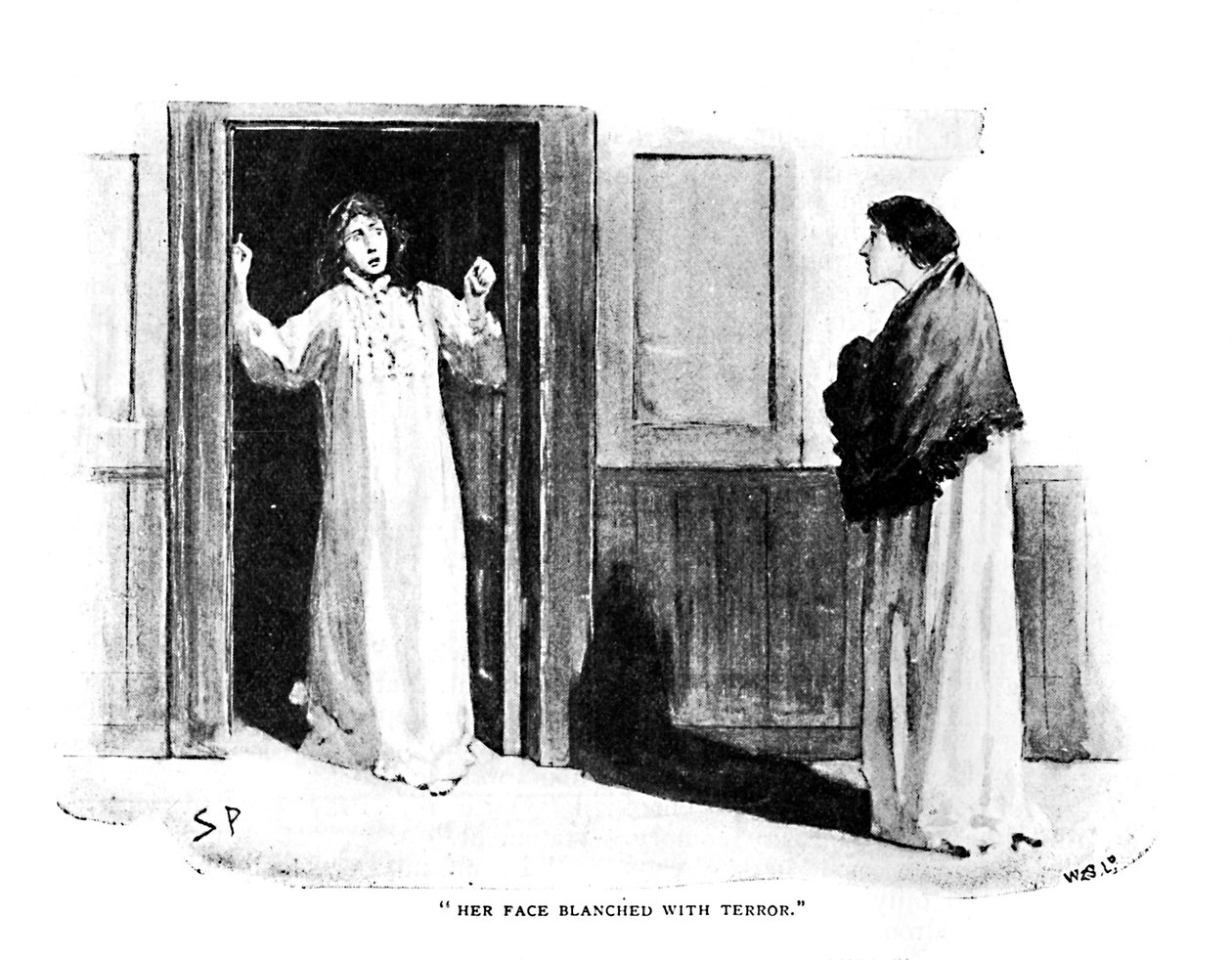 Hänen kasvonsa kauhistuivat, 1892 tekijältä Sidney Paget
