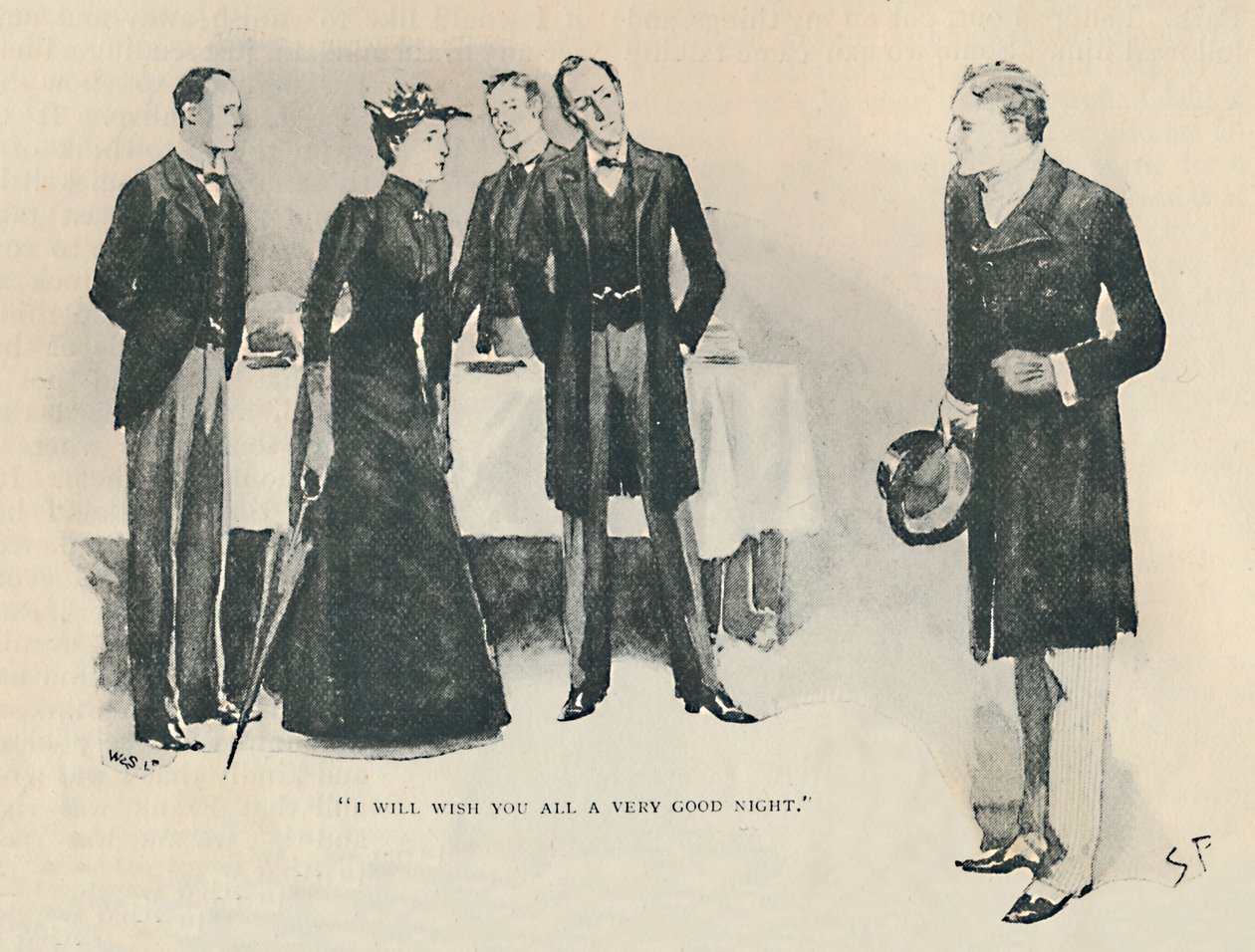 Toivotan teille kaikille oikein hyvää yötä, 1892 tekijältä Sidney Paget