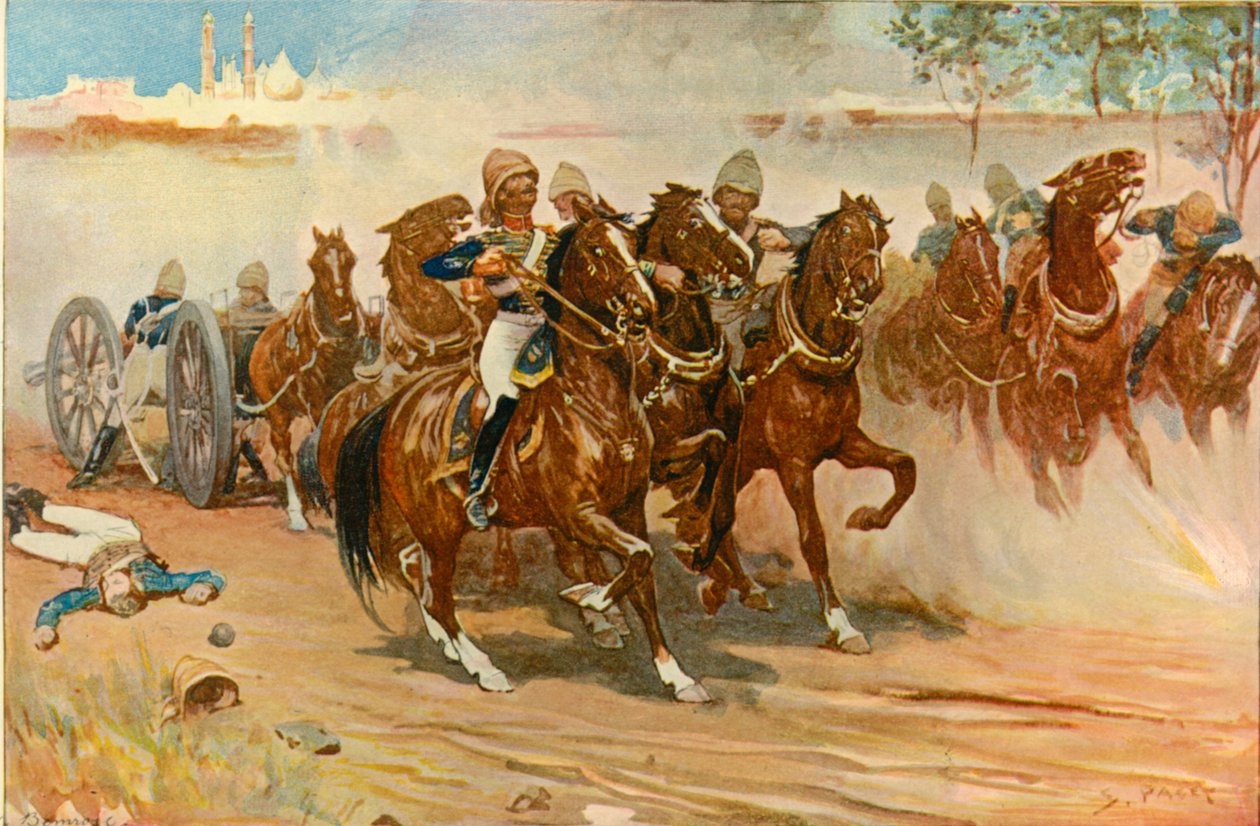 Luutnantti Roberts pelastamassa akkuaan Delhin muurien alla, 1901. tekijältä Sidney Paget