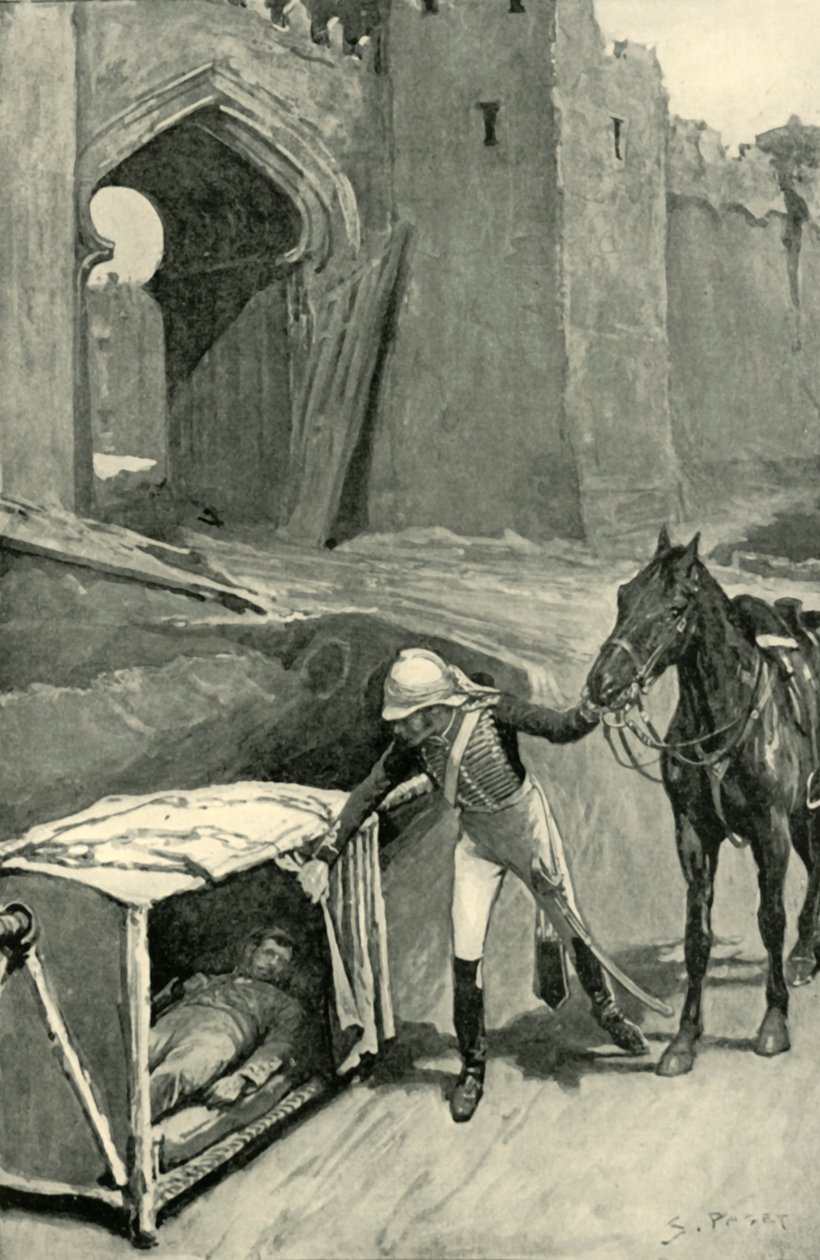 Roberts löytää Nicholsonin kuolemaan haavoittuneena Delhin muurien alta, 1901. tekijältä Sidney Paget