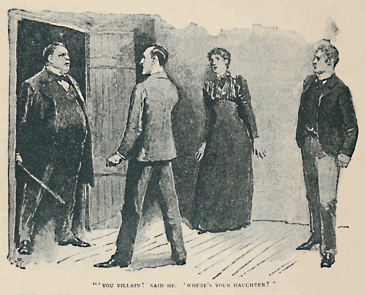 Sinä konna! Hän sanoi. Missä on tyttäreni, 1892 tekijältä Sidney Paget