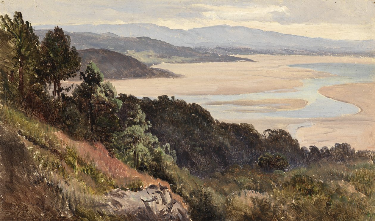 Lancaster Sands (öljy paperille) tekijältä Sidney Richard Percy