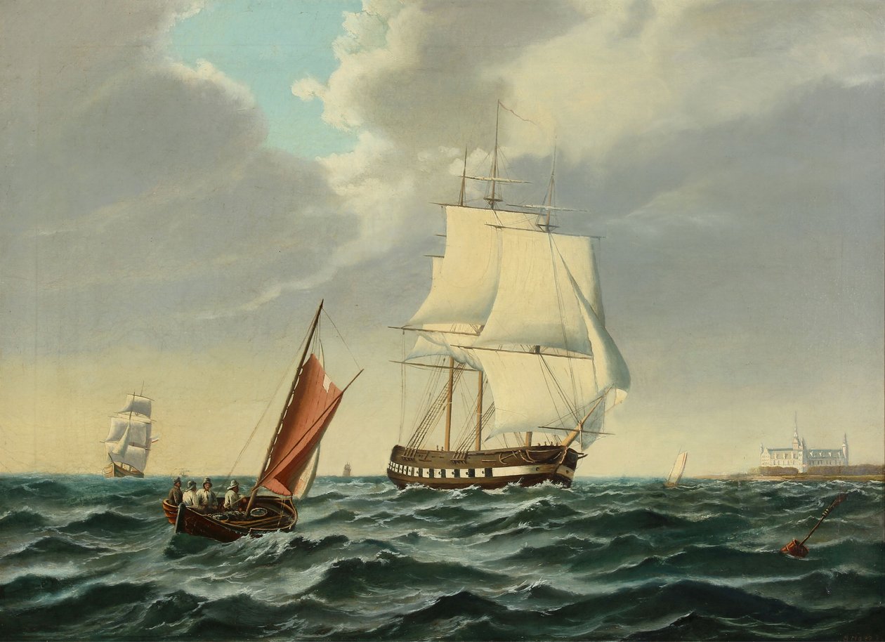 Orlogsskib for udadgående med Kronborg om bagbord tekijältä Siegfried Hass