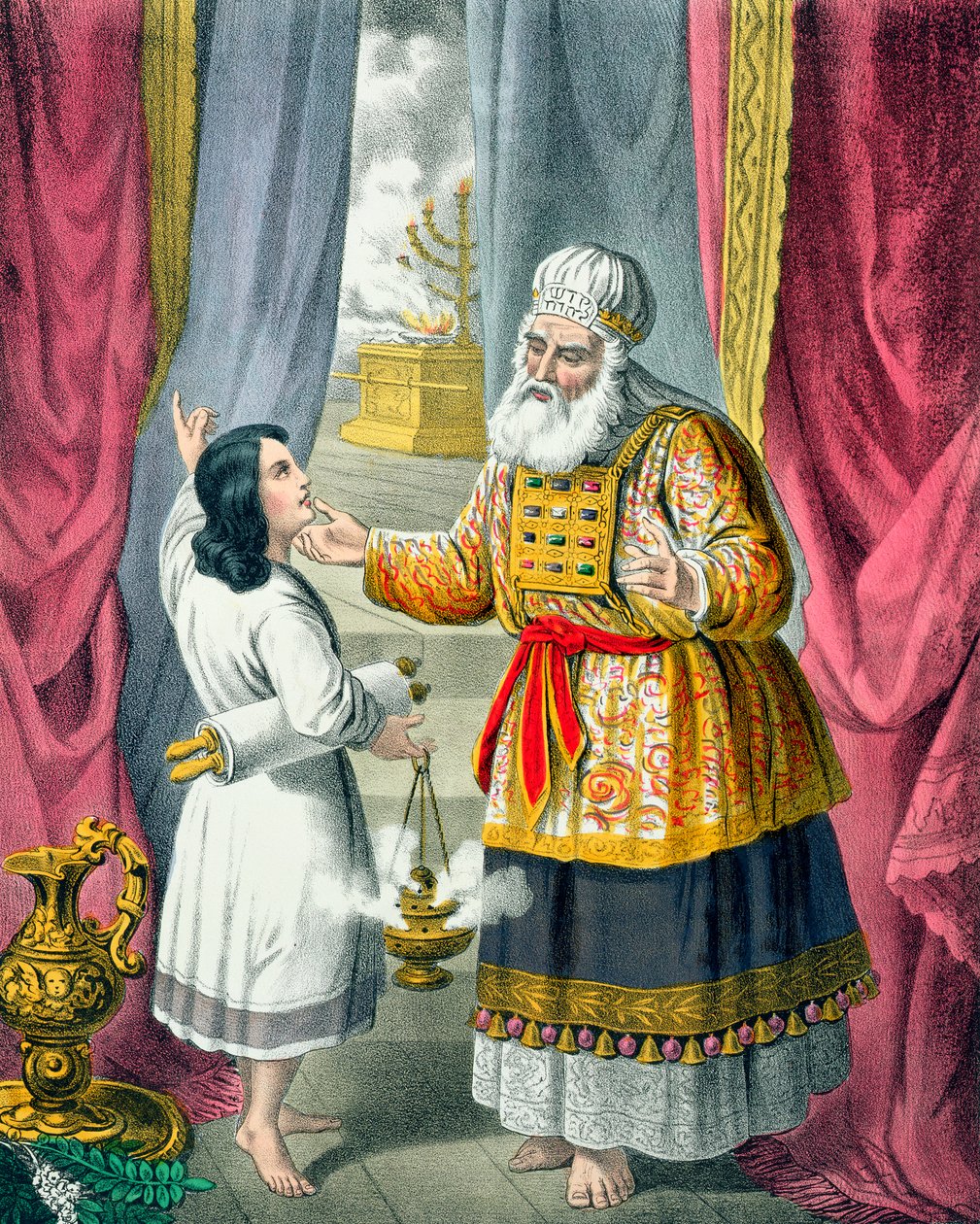 Eli kyselee Samuelia hänen näystään, 1870-luku tekijältä Siegfried Detlev Bendixen