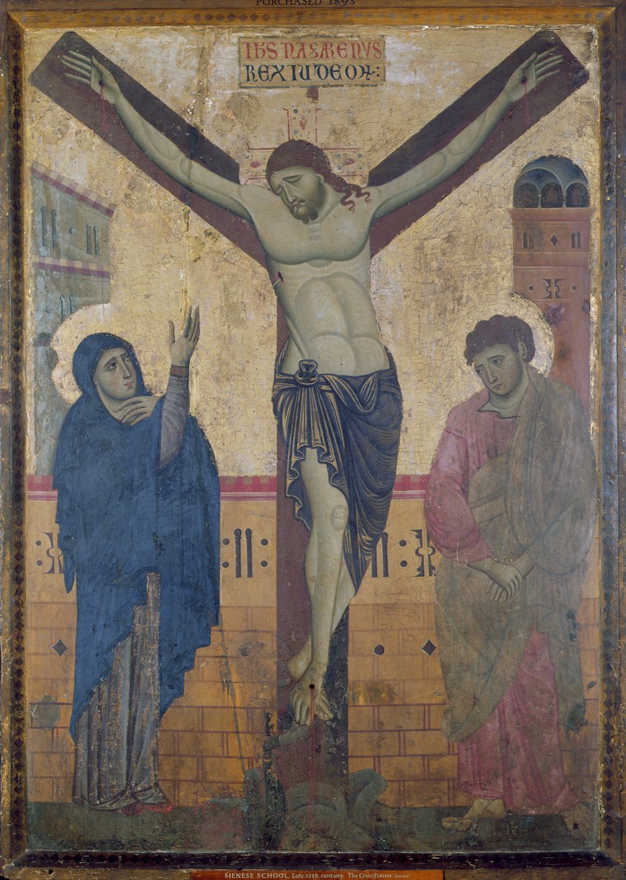 Ristiinnaulitseminen, n. 1285 (tempera kultaa paneelissa) tekijältä Sienese School