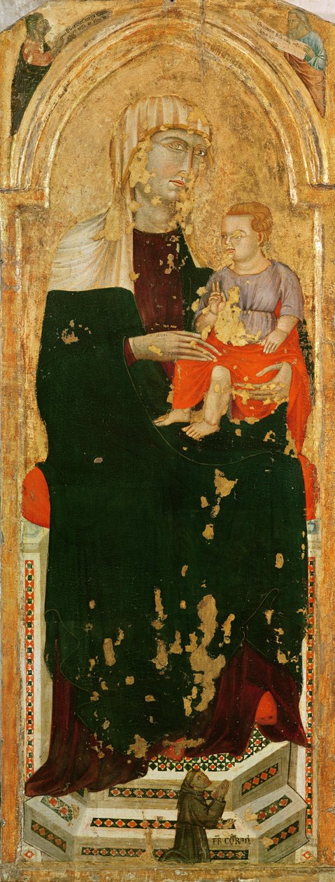 Neitsyt ja lapsi ja Friar Corrado (tempera paneelissa) tekijältä Sienese School