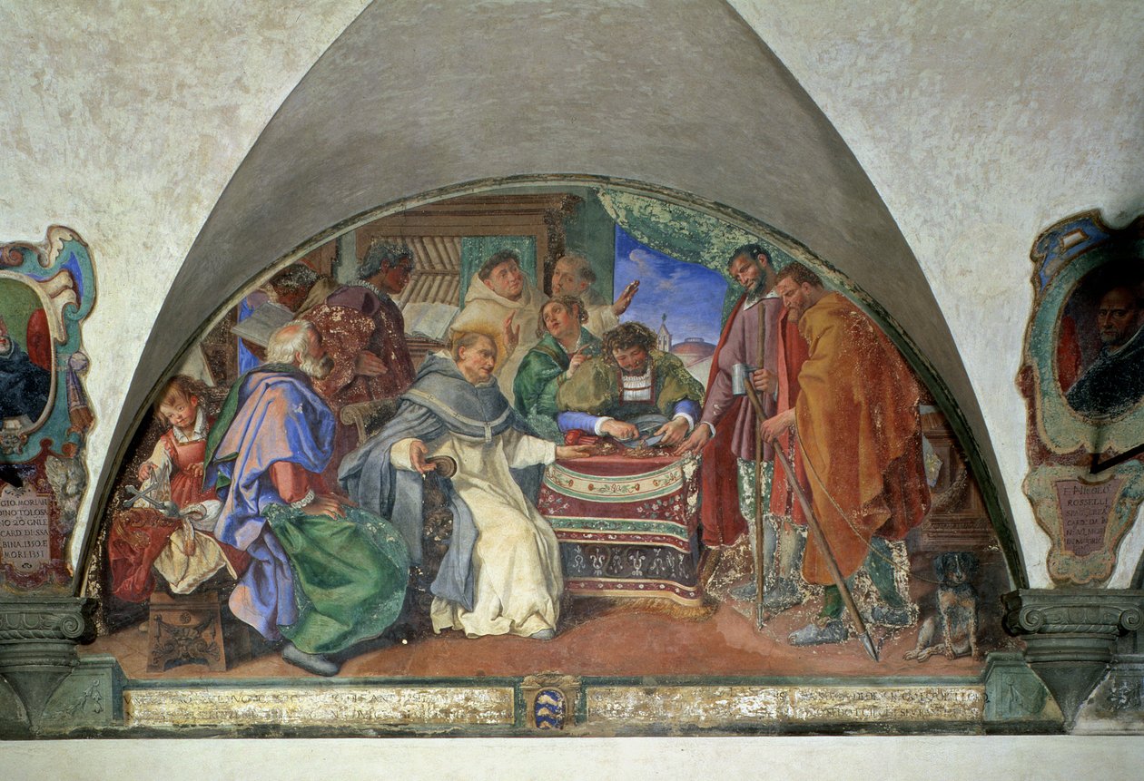 St. Antoninus ajaa pois kaksi väärää kerjäläistä, lunette, 1613 tekijältä Sigismondo Coccapani
