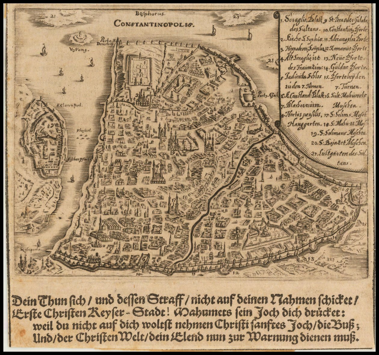 Sigmund von Birkenin laatima Konstantinopolin kartta vuodelta 1668. tekijältä Sigmund von Birken