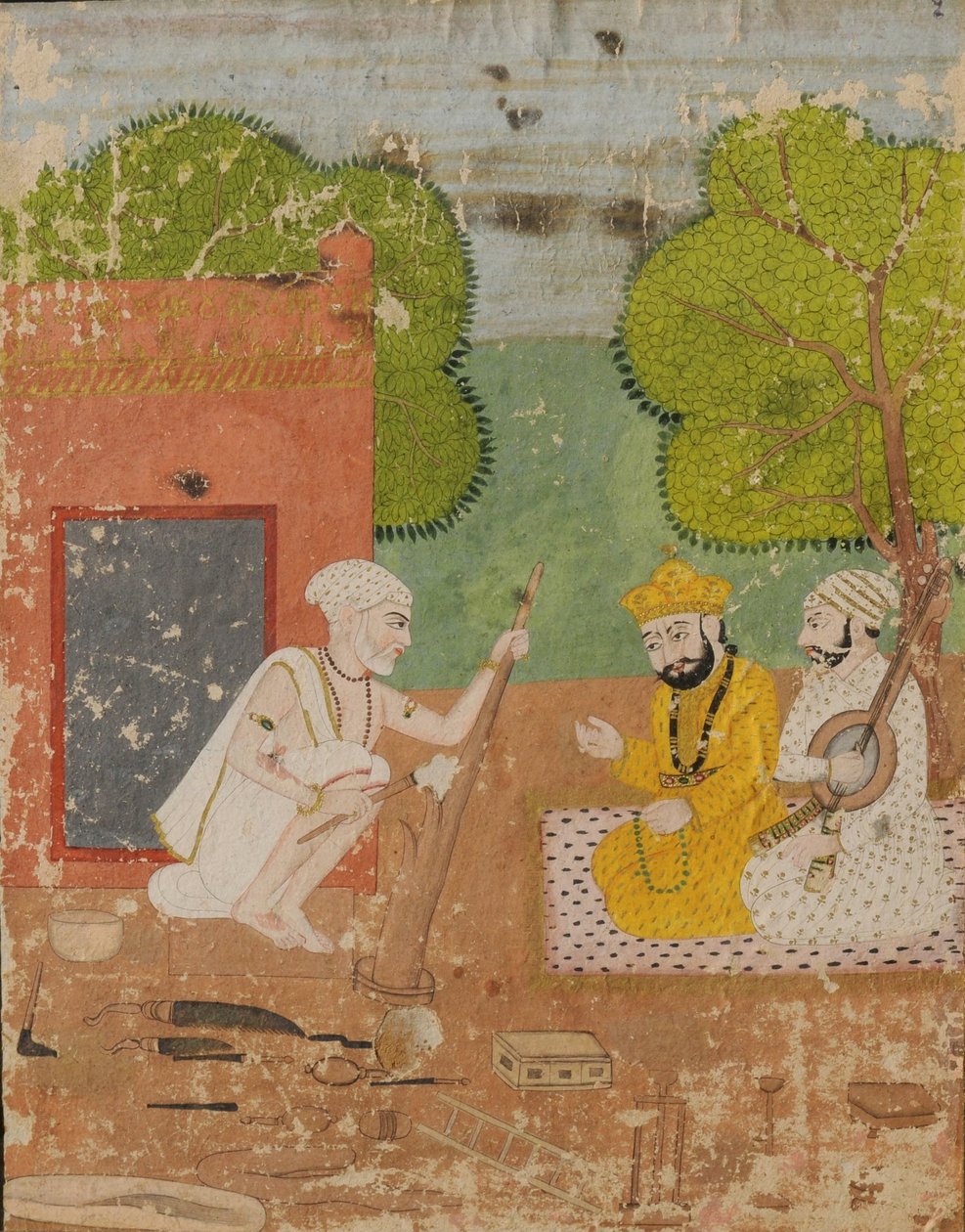 Guru Nanak Mardanan kanssa Bhai Lalun talossa tekijältä Sikh School