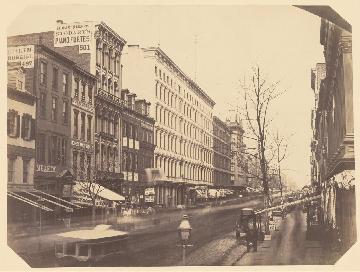 Broadway katselee pohjoiseen Grand- ja Broome -kaduilta tekijältä Silas A. Holmes