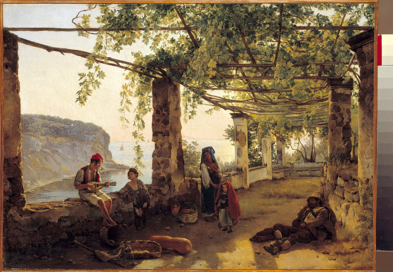 Maisema lähellä Sorrentoa Amalfin rannikolla Silvestre Shchedrinen maalaus (1791-1830) 1826 tekijältä Silvestr Fedosievich Shchedrin