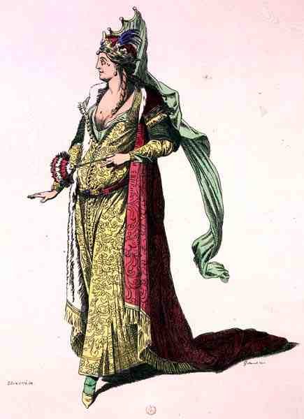 Teatteripuku, A. Guillaumot Filsin faksimile (värikaiverrus). tekijältä Silvestre (after)
