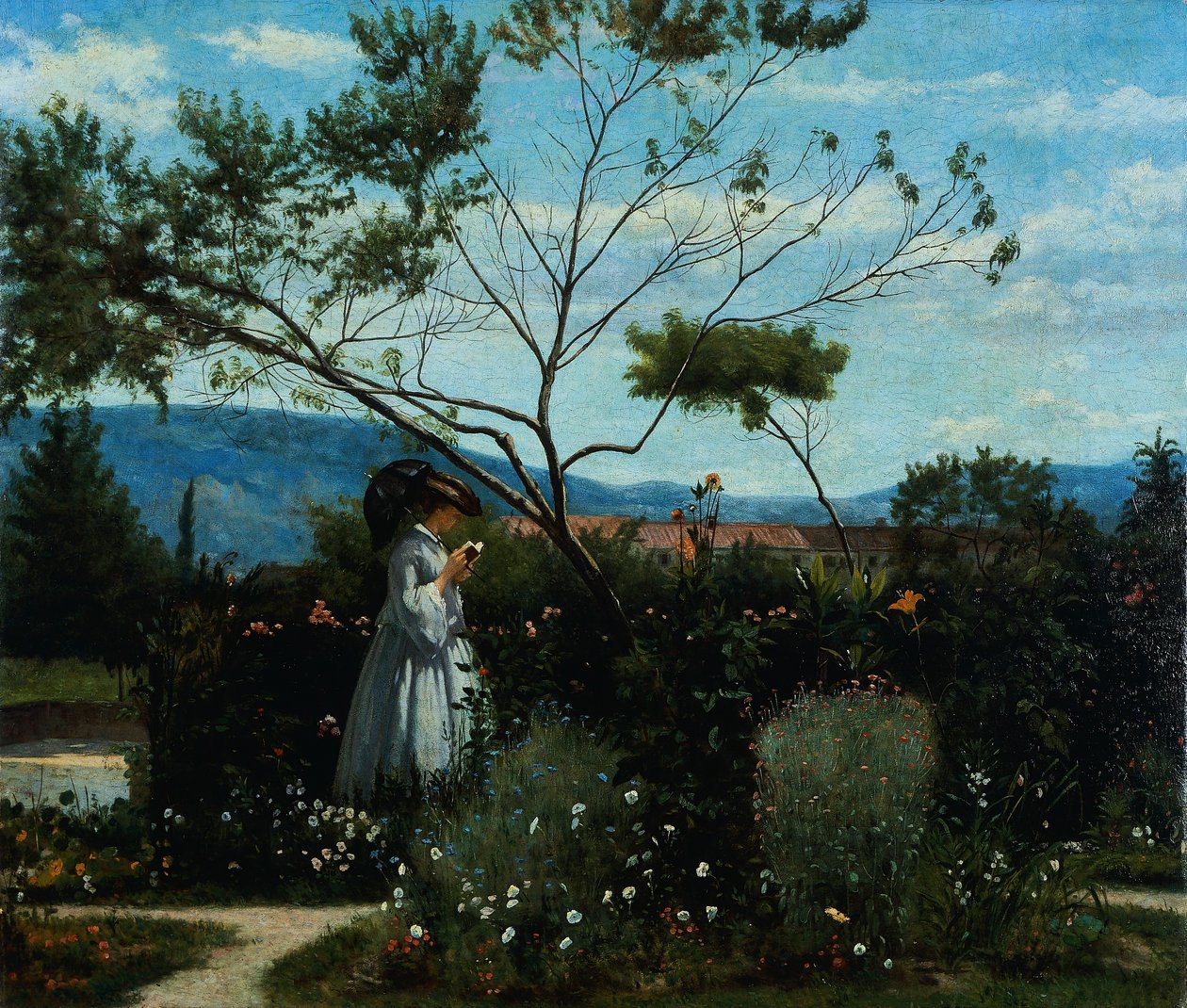 Puutarhan kukkien joukossa, kirjoittanut Silvestro Lega (1826-1895). tekijältä Silvestro Lega