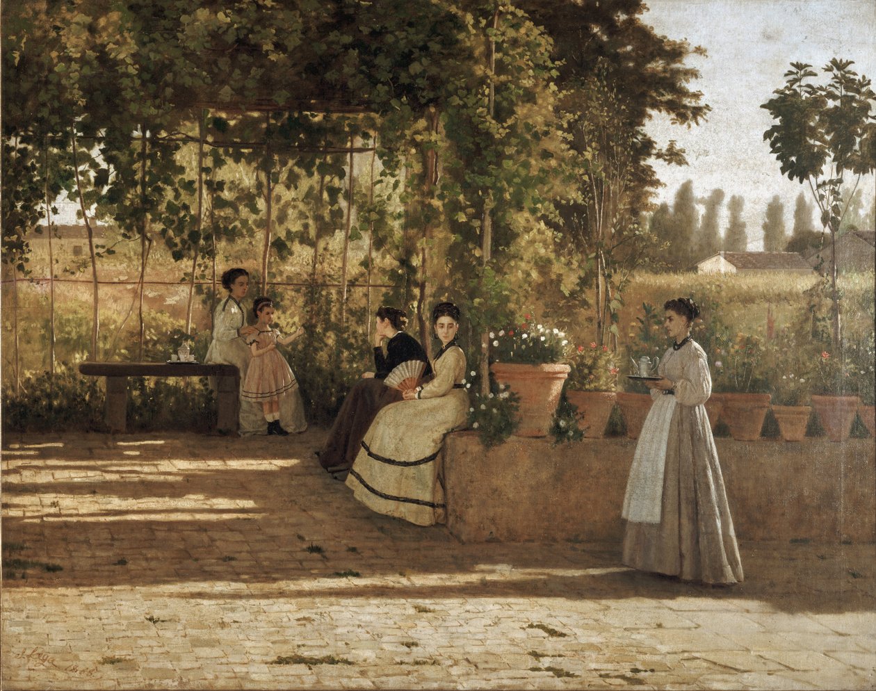 Iltapäivä (pergola) (öljy kankaalle tekijältä Silvestro Lega