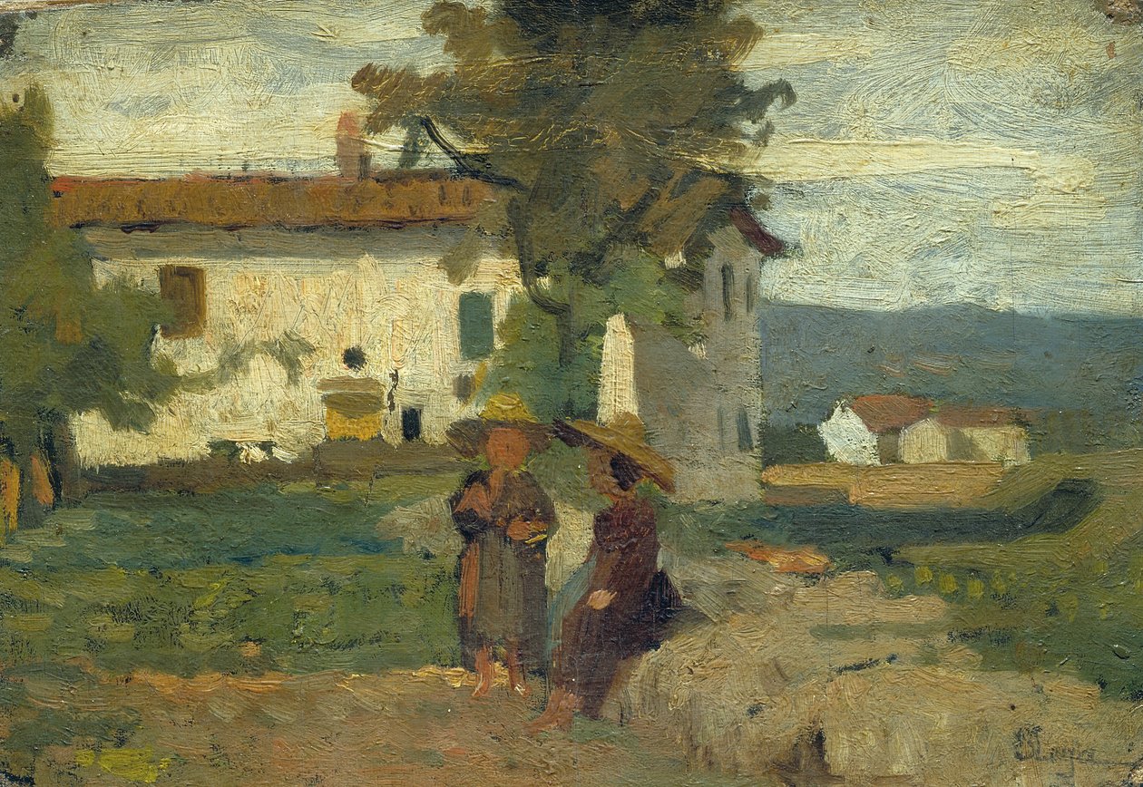 Maanviljelijöitä auringossa, noin 1863 (öljy kankaalle ja pahville). tekijältä Silvestro Lega