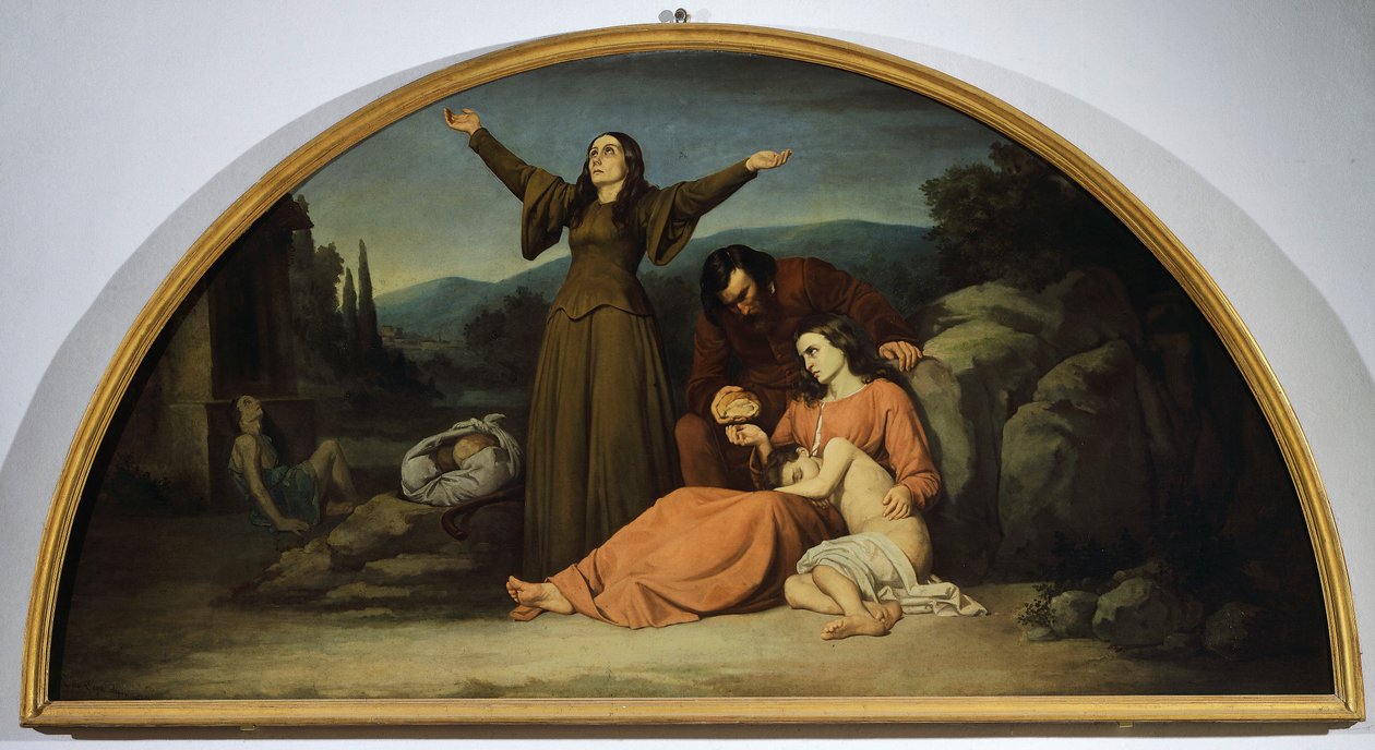 Lunette of Famine, kirjoittanut Silvestro Lega (1826-1895), Kantonin oratorio, Modigliana, Emilia Romagna tekijältä Silvestro Lega