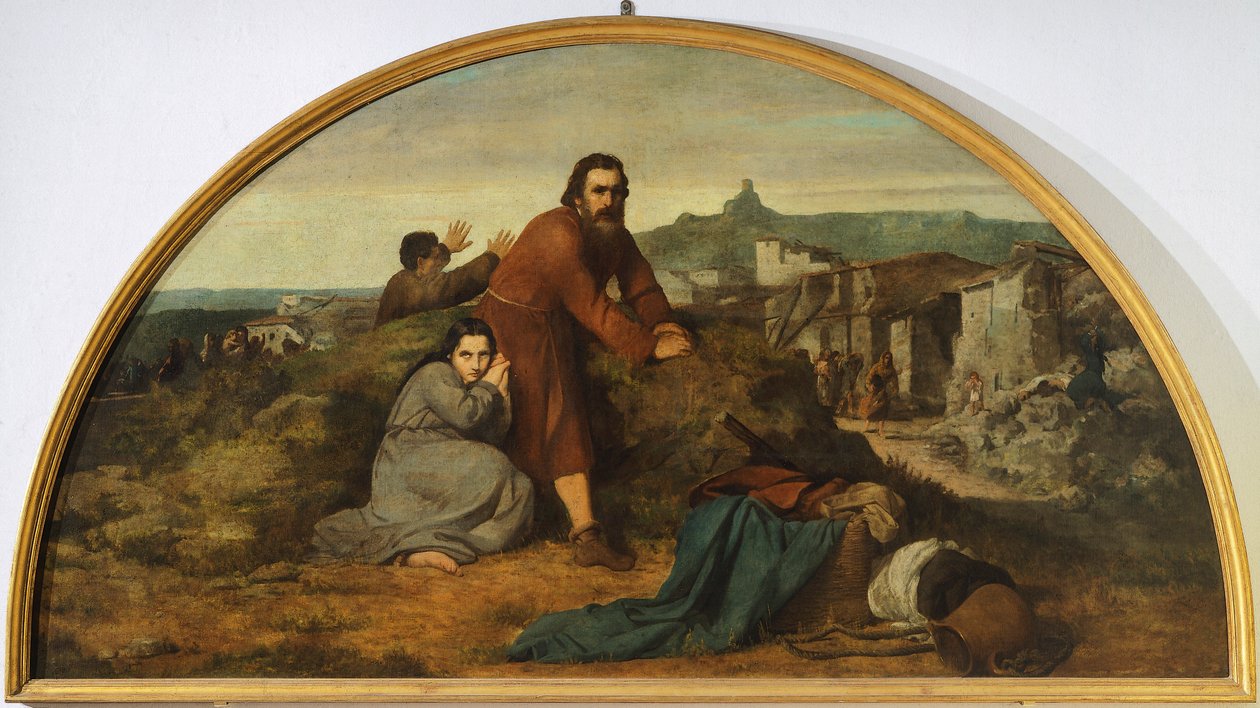 Lunette of earthquake, kirjoittanut Silvestro Lega (1826-1895), Kantonin oratorio, Modigliana, Emilia Romagna tekijältä Silvestro Lega