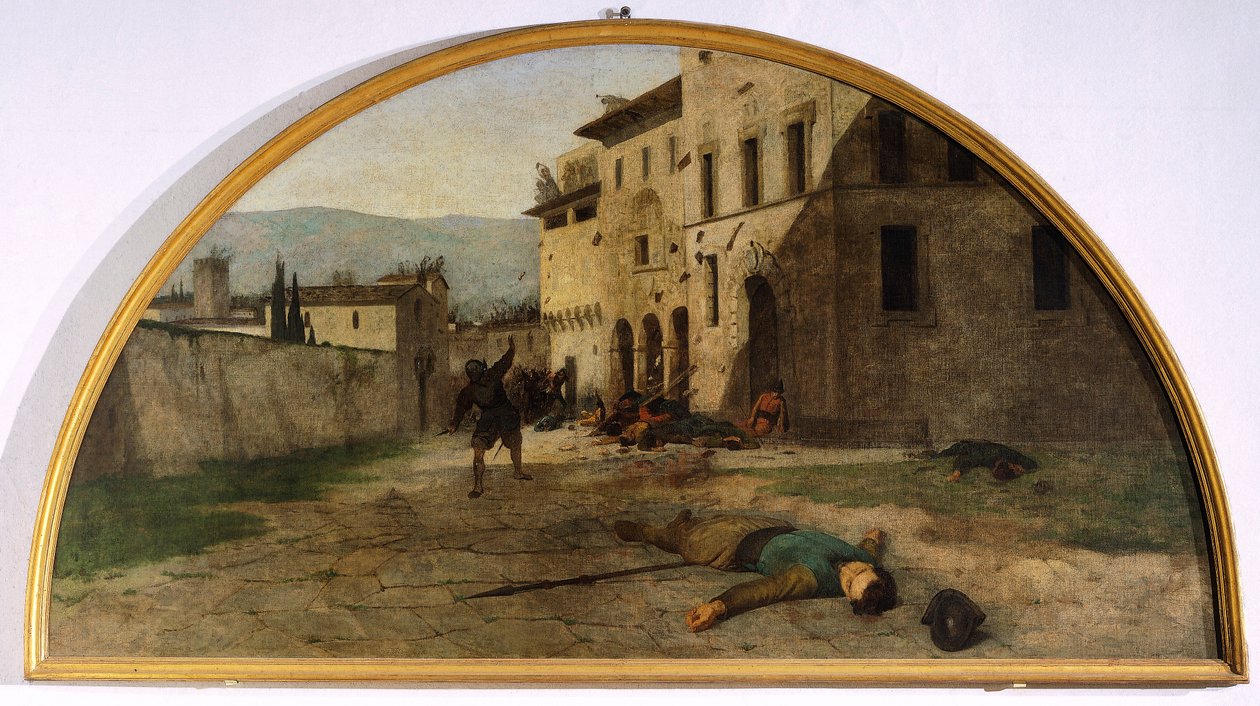 Lunette of war, kirjoittanut Silvestro Lega (1826-1895), Kantonin oratorio, Modigliana, Emilia Romagna tekijältä Silvestro Lega