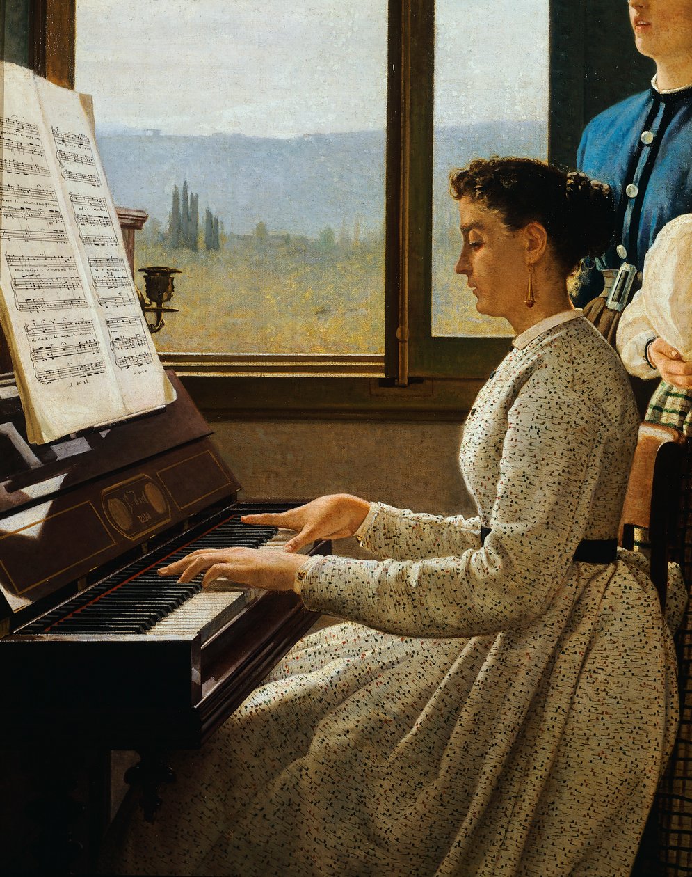 Silvestro Legan (1826-1895) kottaraisen laulu, öljy kankaalle, yksityiskohta tekijältä Silvestro Lega