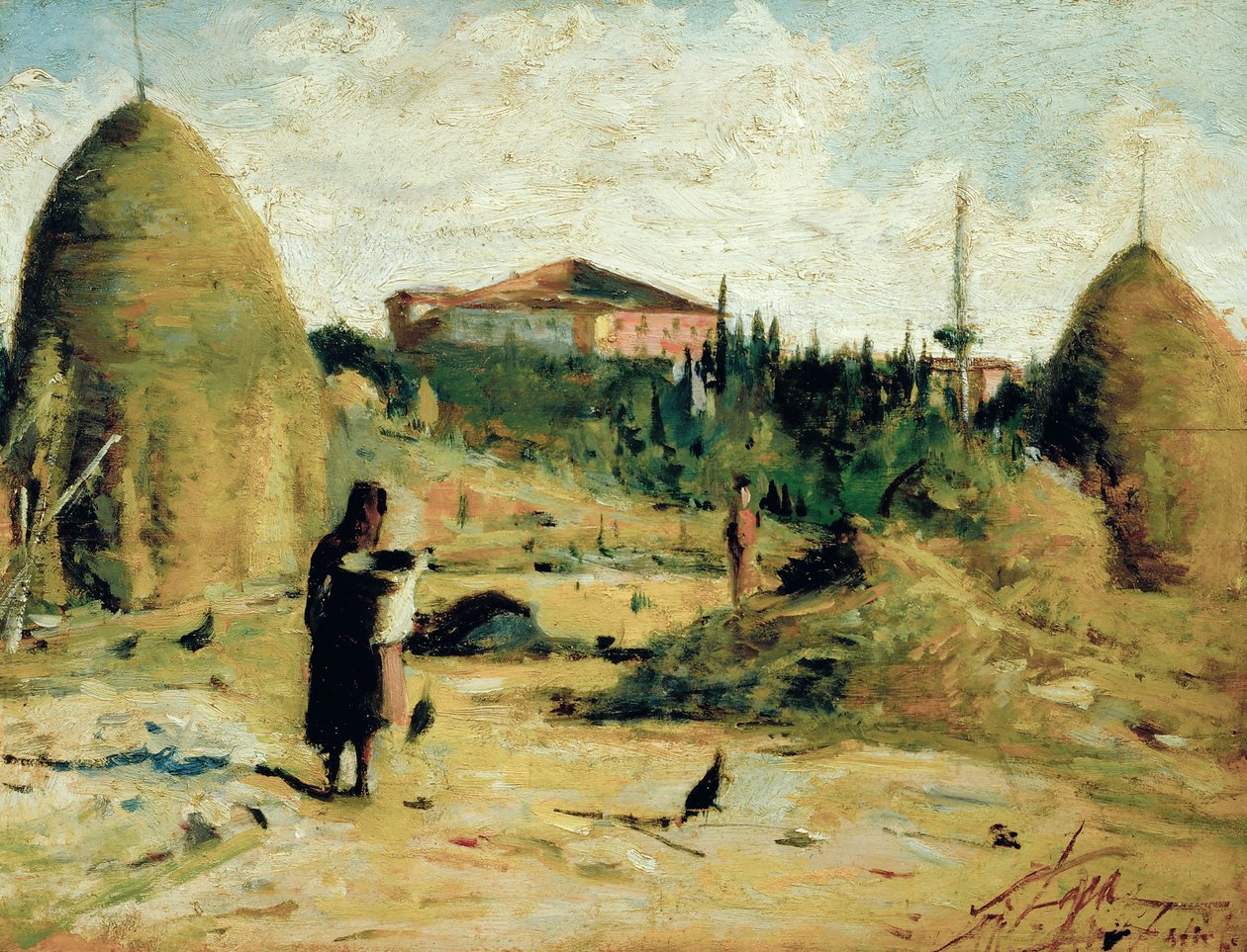 Villa Bandini al Gabbro, noin 1889-90 (öljy kartongille). tekijältä Silvestro Lega