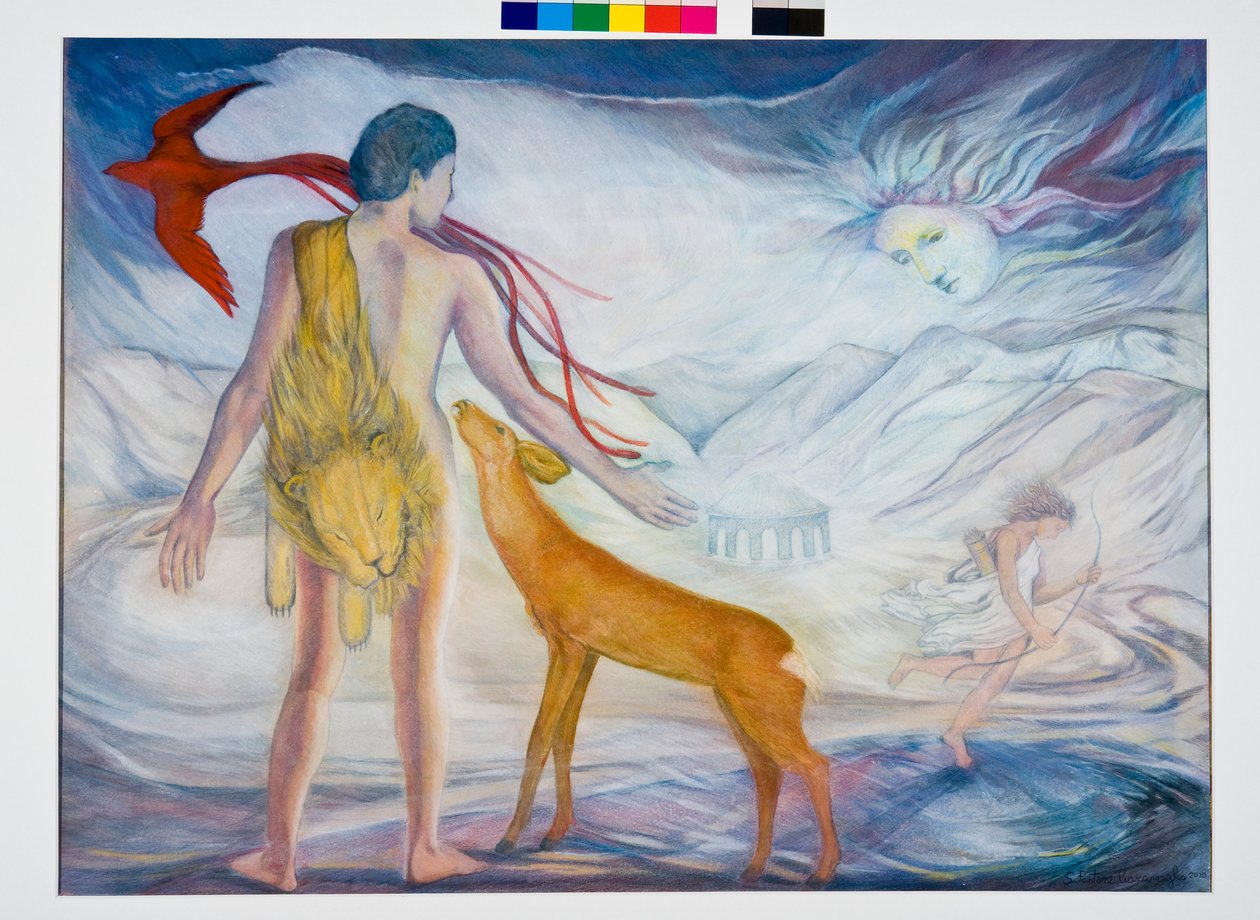 Hercules and the Golden Hind, 2010 (sekoitettu media paperille) tekijältä Silvia Pastore