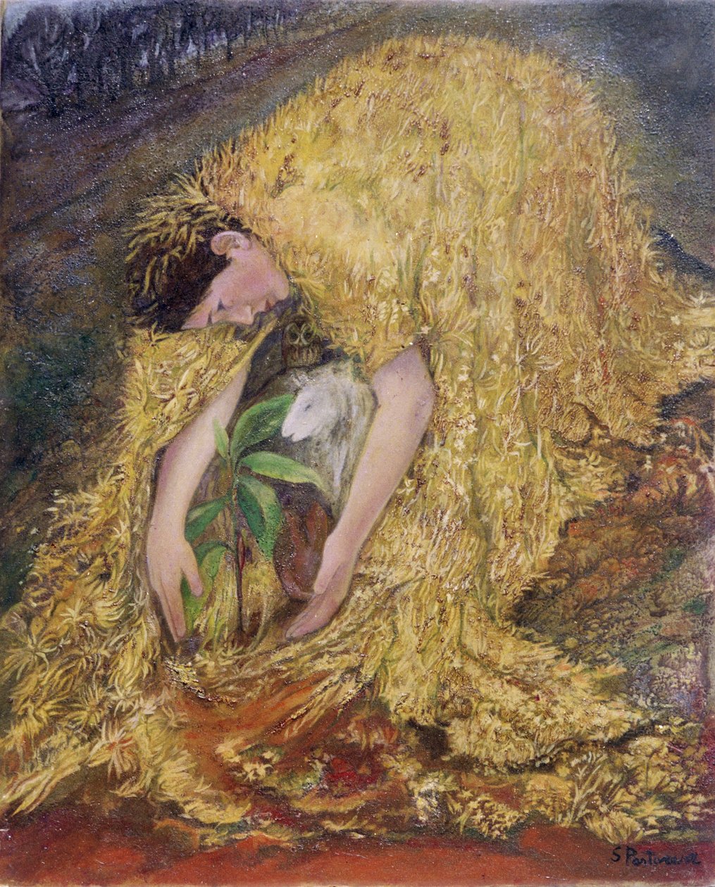 Puutarhuri, 2002 (öljy gessoed-paneelille) tekijältä Silvia Pastore
