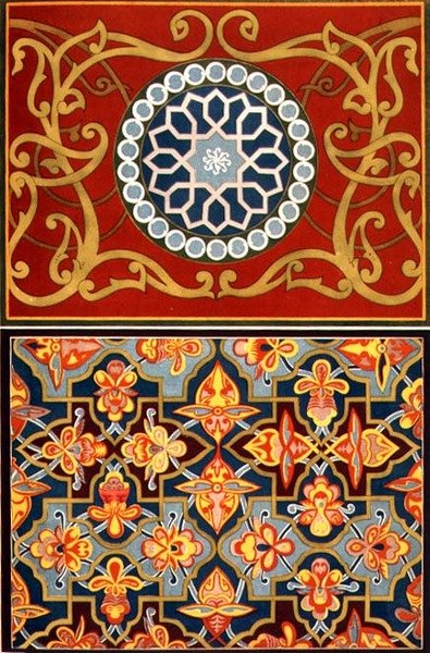 Koristeellisia yksityiskohtia "The Art of Central Asia", pub. 1879-83 tekijältä Simakoff N.