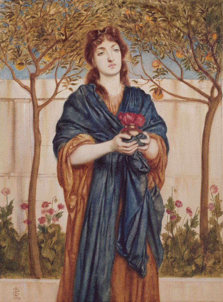 Pappitar tarjoilee unikkoa, 1864 (paperilla valkoisella korotettu wc) tekijältä Simeon Solomon