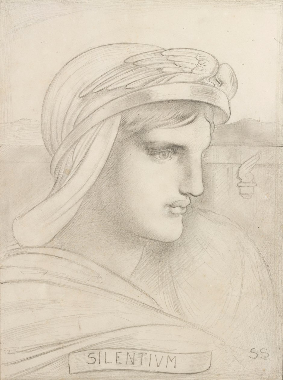 hiljaisuus (lyijykynä) tekijältä Simeon Solomon