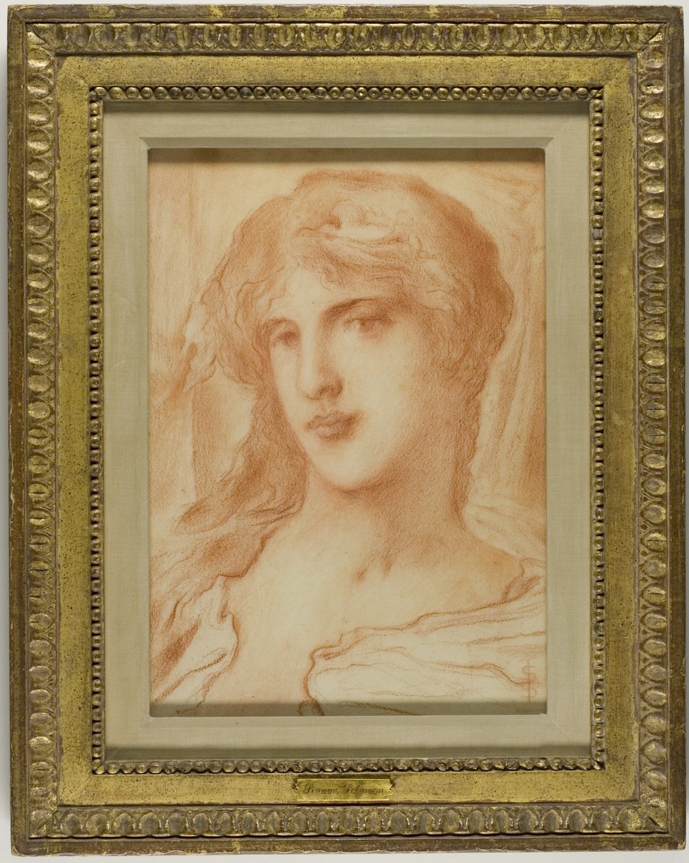 Pää, n.1880 (punaliitu härskille vellapaperille). tekijältä Simeon Solomon