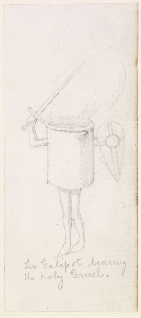Sir Galipot kantaa pyhää Gruelia, n. 1855-1859 (kynä paperilla) tekijältä Simeon Solomon