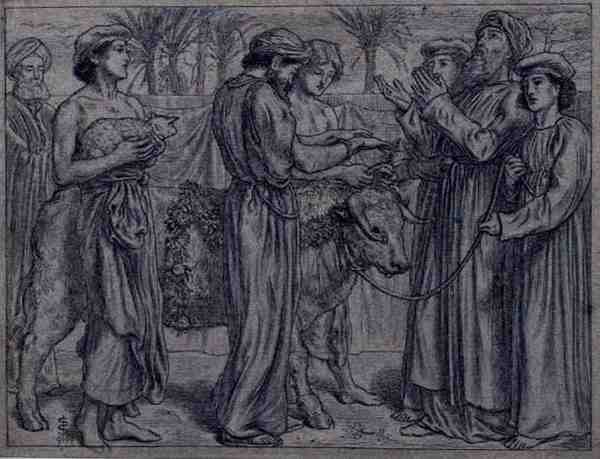 Aaronin ensimmäinen uhri (kynä ja muste) tekijältä Simeon Solomon