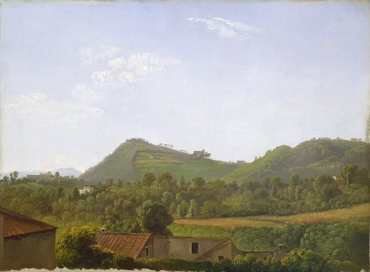 Näkymä Napolin lähellä, n. 1806 (öljy paperille kankaalle) tekijältä Simon Alexandre Clément Denis