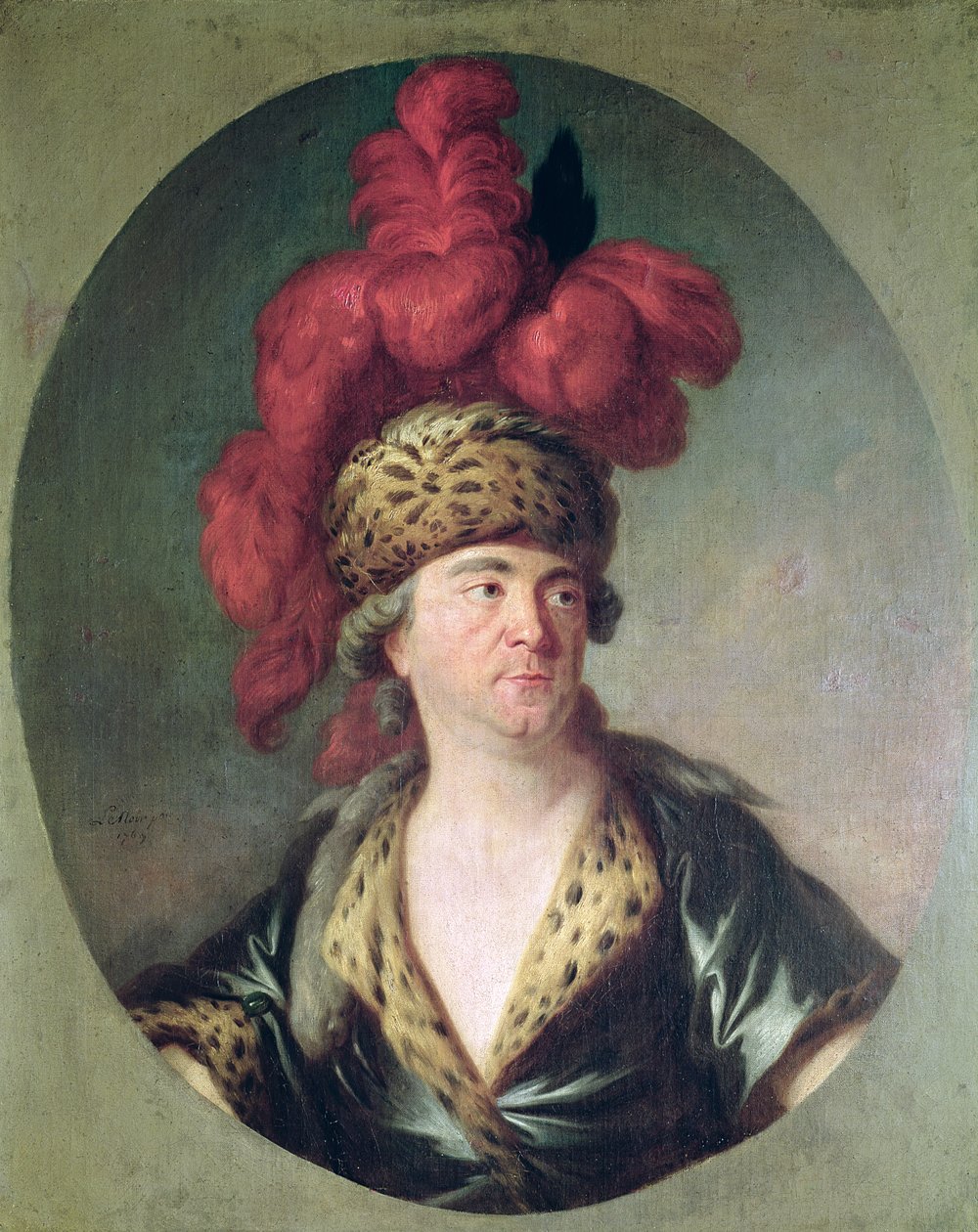 Näyttelijä Lekain (1728-78) Tšingis-kaanin roolissa Voltairen oopperassa L