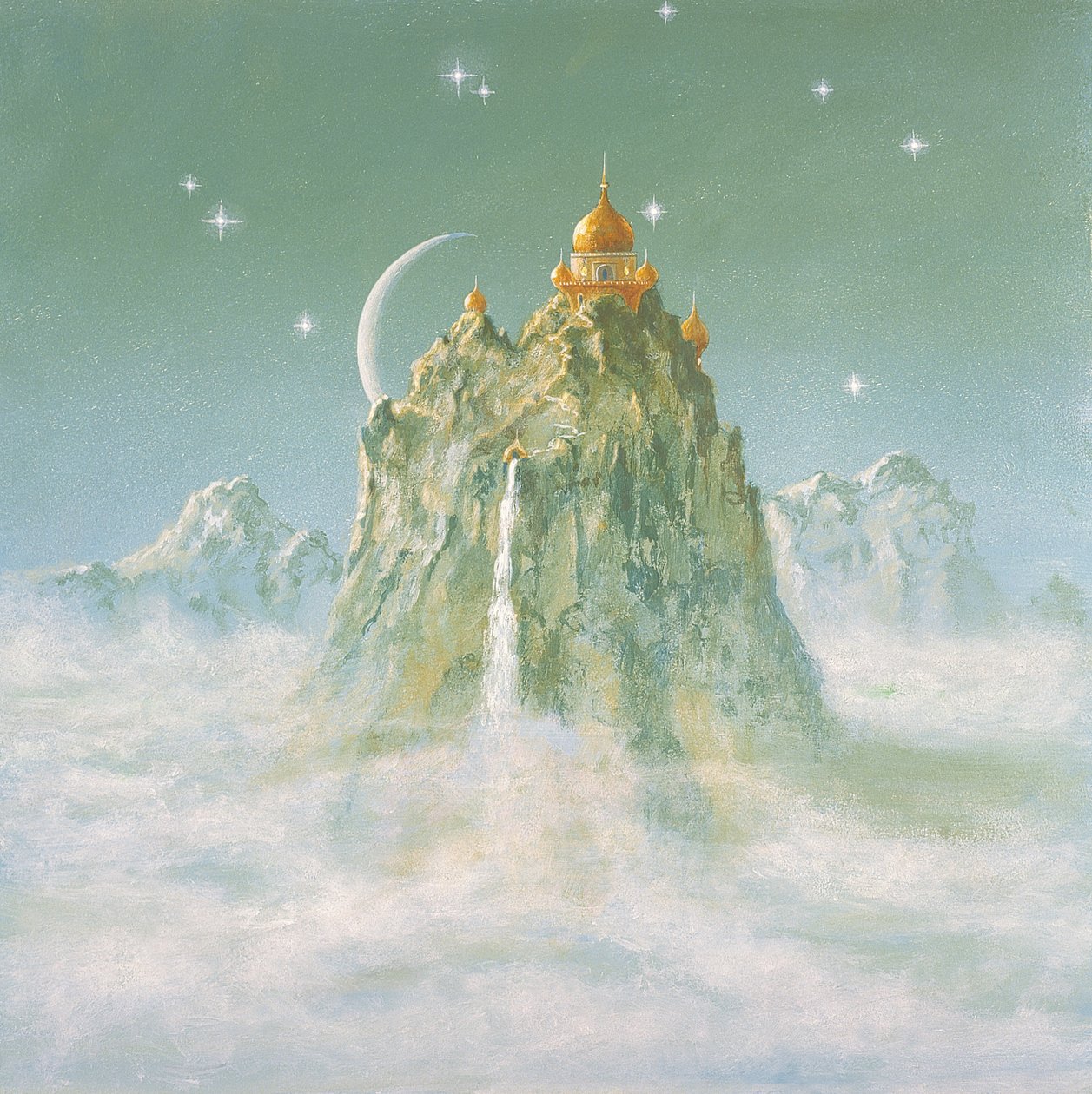 Temple in the Mountain (akryyli kankaalle) tekijältä Simon Cook