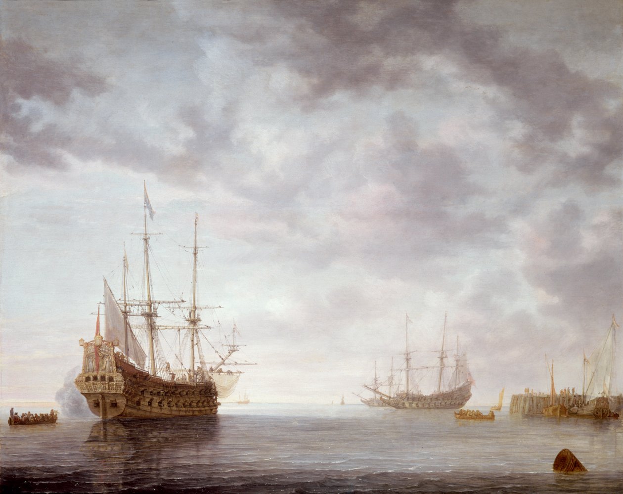 Hollantilaiset Men-o-war ankkurissa, n. 1650 tekijältä Simon de Vlieger